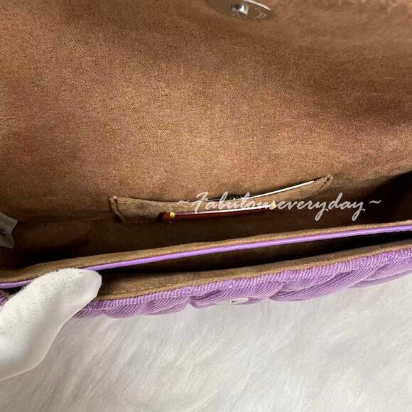 Coach Hailey Flap Bag Shoulder/Crossbody In Quilted Denim/Silver/Iris CBI88 NWT - Picture 7 of 11